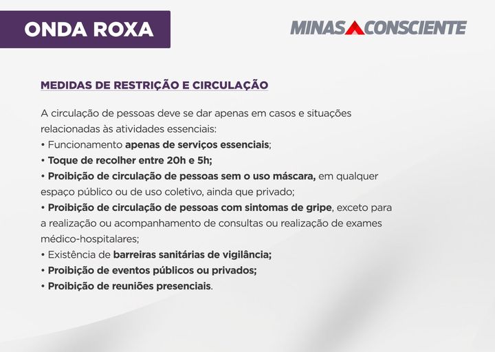 Toque de recolher, fechamentos e restrições: saiba o que determina a ‘onda roxa’ criada em Manhuaçu