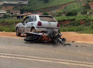 Motociclista fica ferido em grave acidente registrado na BR-474 em Piedade de Caratinga